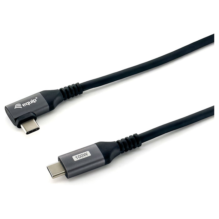EQUIP Cable USB-C 2.0 Angular 2m 5A 480Mbps Negro con PD 100W