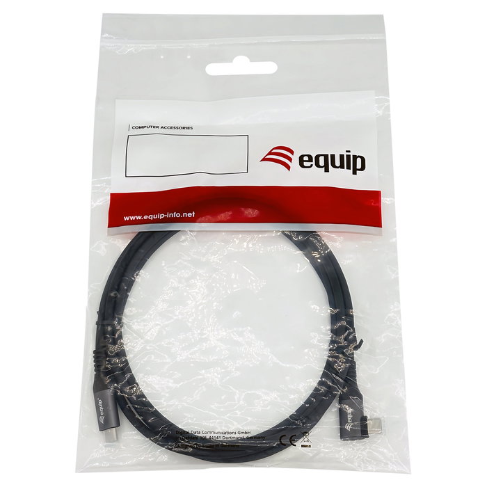 EQUIP Cable USB-C 2.0 Angular 2m 5A 480Mbps Negro con PD 100W