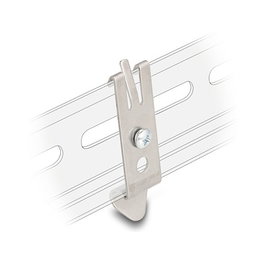 DeLOCK Soporte de Montaje para Carril DIN 35 mm con 2 Orificios de Fijacion y Tornillo Autorroscante T3, Acero Inoxidable