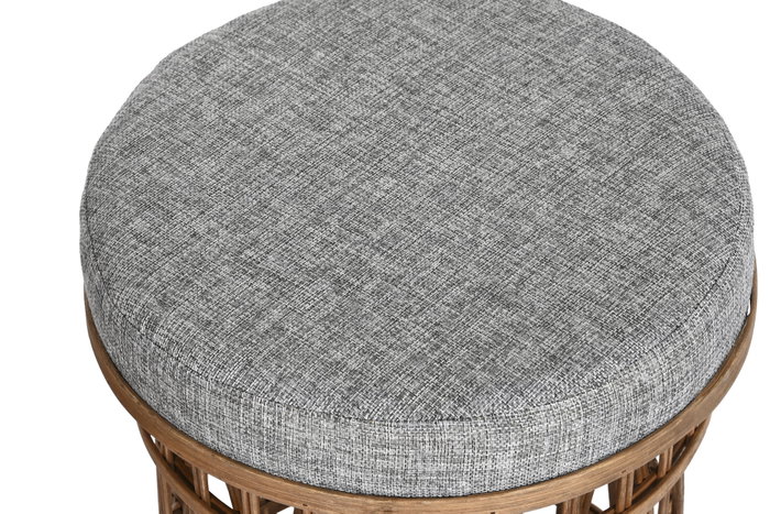 DKD Home Decor Set de 2 Reposapiés de Bambú y Poliéster Marrón/Gris