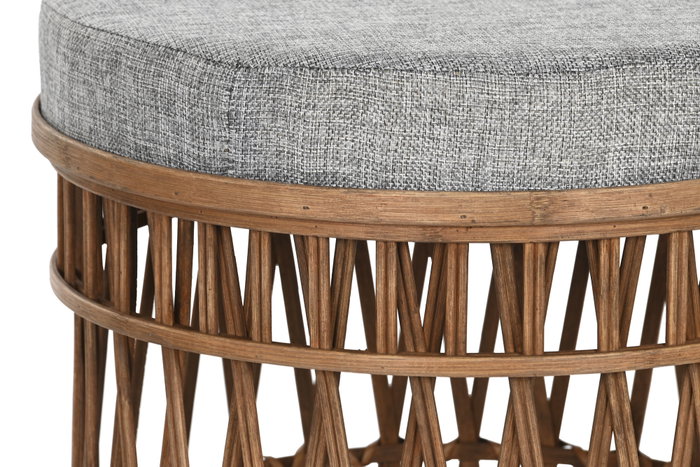 DKD Home Decor Set de 2 Reposapiés de Bambú y Poliéster Marrón/Gris