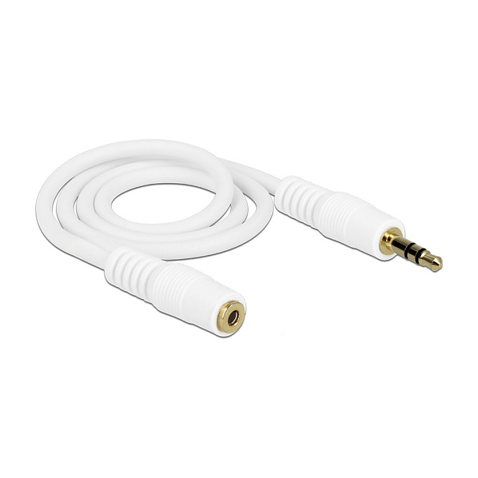 DeLOCK Cable de Audio 3,5 mm Macho a Hembra, 0,5 m, Blanco