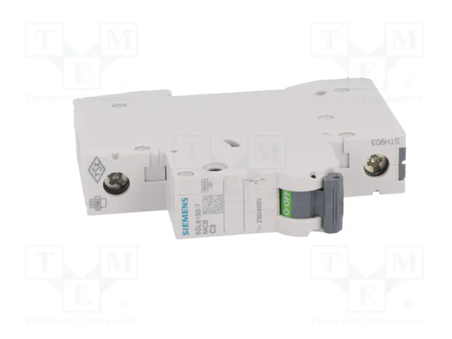 SIEMENS 5SL6103-7 Interruptor magnetotérmico 1 Polo 3A Característica C SIEMENS 5SL6103-7 Interruptor magnetotérmico 1 Polo 3A Característica C