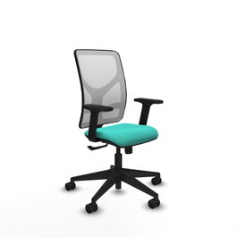 PIQUERAS Y CRESPO Silla de oficina Motilla con mecanismo Sincro, Turquesa y Blanco