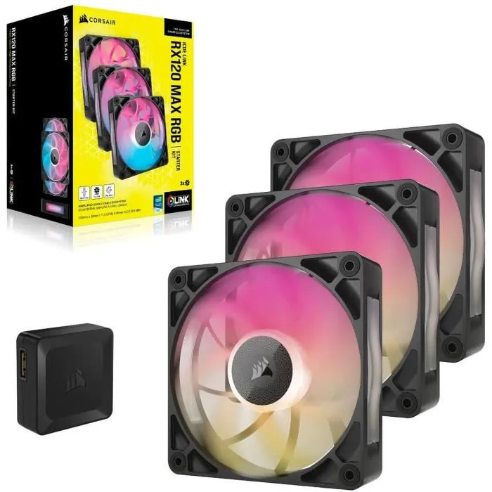 Corsair CO-9051034-WW Kit de Inicio de Triple Ventilador iCUE LINK RX120 RGB Max para PC
