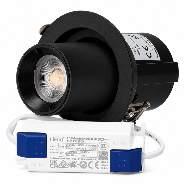 Downlight Orientable LED 10W 4000K Blanco Natural Negro Downlight Orientable LED 10W 4000K Blanco Natural Negro