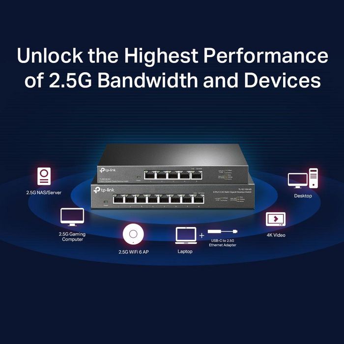 TP-Link TL-SG105-M2 Switch de escritorio 2.5G de 5 puertos Negro