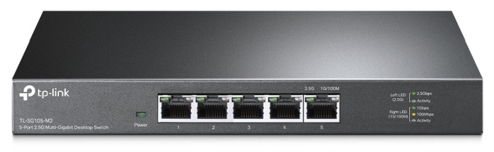 TP-Link TL-SG105-M2 Switch de Escritorio No Administrado, 5 Puertos Gigabit RJ45 2.5G Ethernet (100/1000/2500 Mbps), Negro, 25 Gbit/s de Conmutación TP-Link TL-SG105-M2 Switch de Escritorio No Administrado, 5 Puertos Gigabit RJ45 2.5G Ethernet (100/1000/2500 Mbps), Negro, 25 Gbit/s de Conmutación