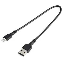 StarTech RUSBLTMM30CMB Cable USB-A a Lightning 30 cm / 0.3 m - Negro - Reforzado con Fibra de Aramida, Blindaje EMI, TPE, Resistente para Carga y Sincronización