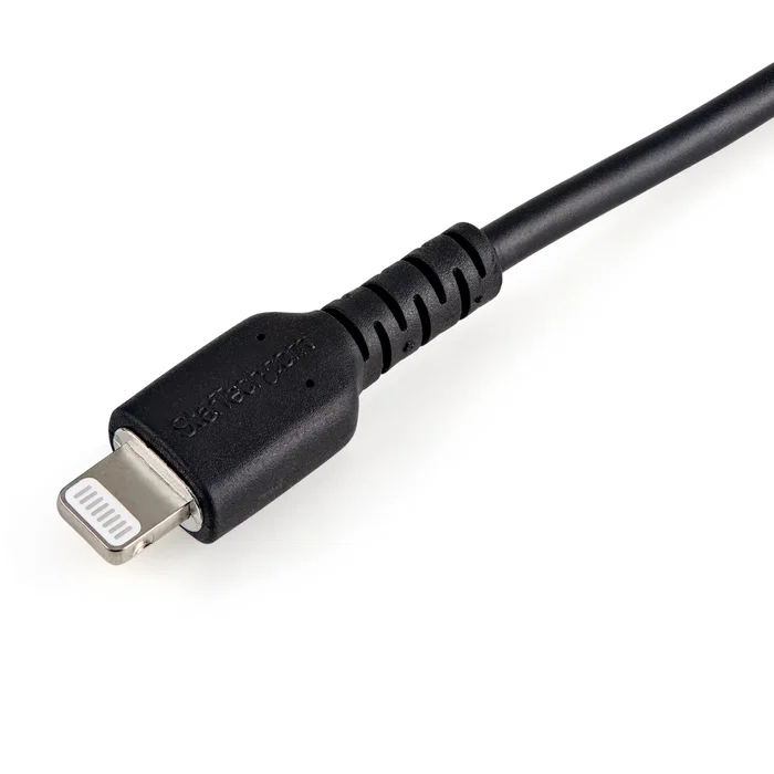 StarTech RUSBLTMM30CMB Cable USB-A a Lightning 30 cm / 0.3 m - Negro - Reforzado con Fibra de Aramida, Blindaje EMI, TPE, Resistente para Carga y Sincronización