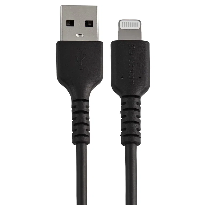 StarTech RUSBLTMM30CMB Cable USB-A a Lightning 30 cm / 0.3 m - Negro - Reforzado con Fibra de Aramida, Blindaje EMI, TPE, Resistente para Carga y Sincronización
