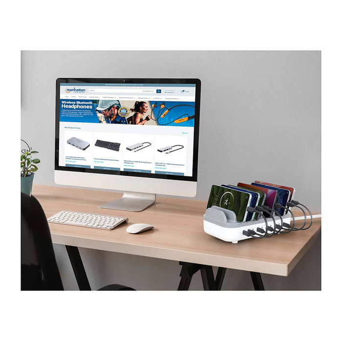 MANHATTAN Estación de carga USB de 10 puertos con Power Delivery de 200W