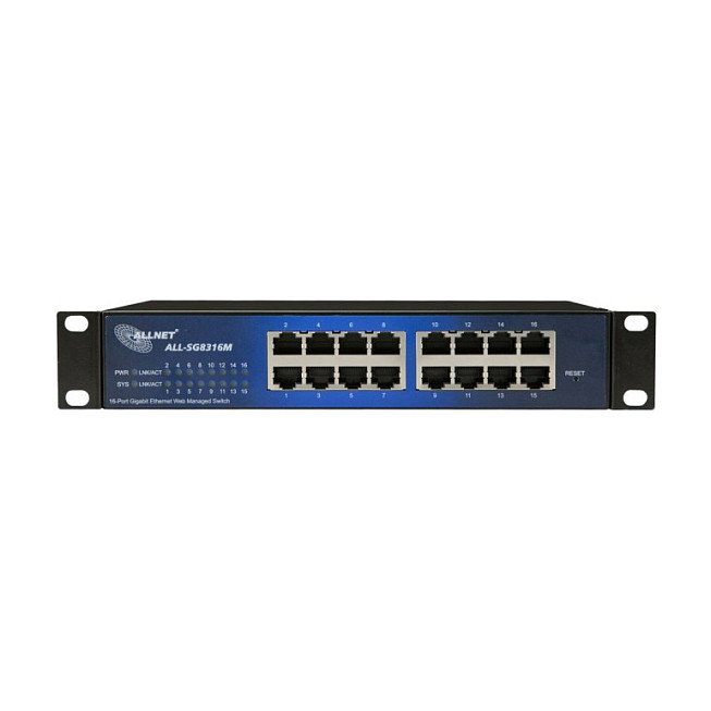 ALLNET ALL-SG8316M Switch Gestionado L2 Gigabit Ethernet 16 Puertos Montaje en Rack 19U Pared