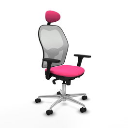 PIQUERAS Y CRESPO Silla de oficina Jorquera con mecanismo Sincro, Rosa y Blanco