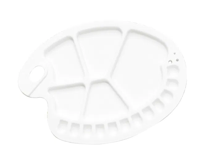 Liderpapel Paleta de plástico ovalada con 17 huecos para diestros, 30 x 35 cm, artículos manualidades