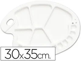 Liderpapel Paleta de plástico ovalada con 17 huecos para diestros, 30 x 35 cm, artículos manualidades