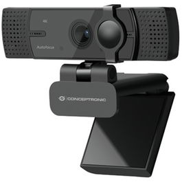 Conceptronic Amdis07B Cámara Web 4K UHD 8.3MP con Micrófono Doble y Cancelación de Ruido, 80° Ángulo de Visión, Plug & Play USB, para Videoconferencias y Streaming