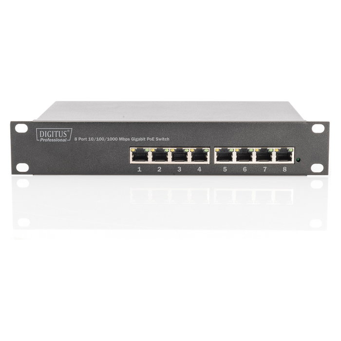 Digitus Switch 8-Port Gigabit Ethernet 80W PoE+ Unmanaged Rack Montable Color Gris