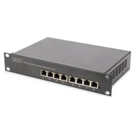 Digitus Switch 8-Port Gigabit Ethernet 80W PoE+ Unmanaged Rack Montable Color Gris