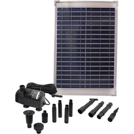 Ubbink Bomba para fuente solar SolarMax 1000, Panel 18V 580mA, Caudal 1350 l/h con chorros y campana Volcano
