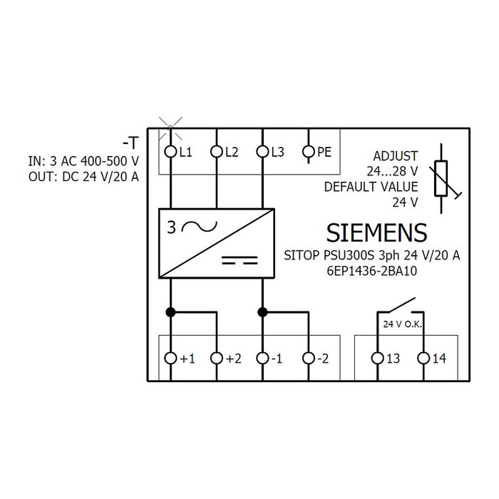 Siemens SITOP PSU300S 6EP1436-2BA10 20A 400-500VAC