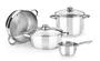 Monix M450055 Pack Batería de Cocina - Cazo Ø16cm, Ollas y Cacerolas Ø20cm y 24cm, Acero Inoxidable, Apta para Inducción