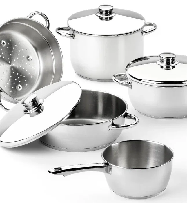 Monix M450055 Pack Batería de Cocina - Cazo Ø16cm, Ollas y Cacerolas Ø20cm y 24cm, Acero Inoxidable, Apta para Inducción