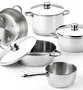 Monix M450055 Pack Batería de Cocina - Cazo Ø16cm, Ollas y Cacerolas Ø20cm y 24cm, Acero Inoxidable, Apta para Inducción