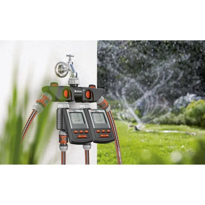 Gardena 8194-20 Selector de 4 circuitos para tomas 20/27 y 26/34 con 4 salidas ajustables y posibilidad de conectar 4 programadores