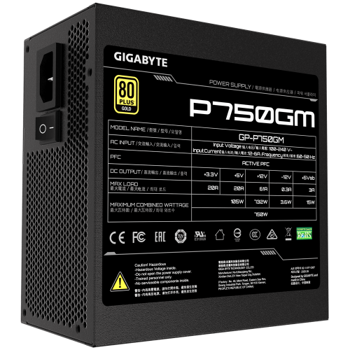 Gigabyte Fuente de Alimentación P750GM 750W 80 Plus Gold ATX Modular Negro