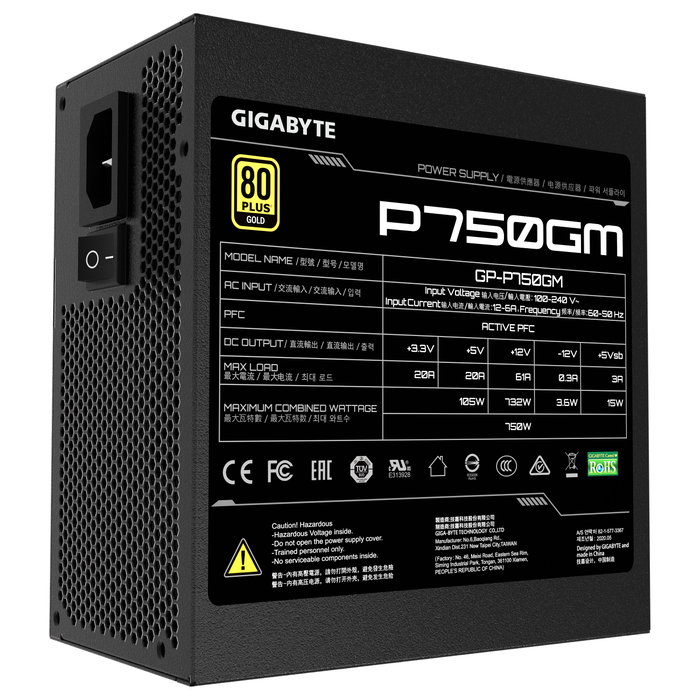 Gigabyte P750GM 750W 80 PLUS Gold ATX Negro