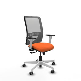 PIQUERAS Y CRESPO Silla de oficina Zulema con mecanismo Sincro, Tela Naranja y Malla Gris