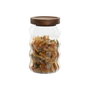 DKD Home Decor Set de 3 Botes de Cristal y Acacia 750ml