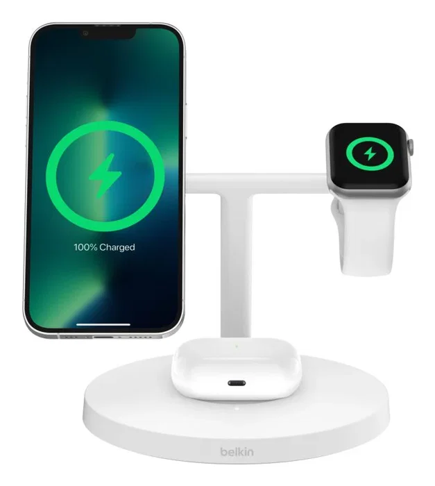 Belkin BoostCharge Pro Estación de Carga Inalámbrica 3 en 1 Qi2 15W Blanco Belkin BoostCharge Pro Estación de Carga Inalámbrica 3 en 1 Qi2 15W Blanco