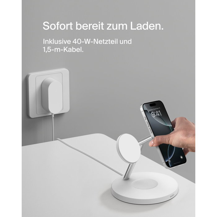 Belkin BoostCharge Pro Estación de carga inalámbrica 3 en 1 Qi2 15 W Blanco Belkin BoostCharge Pro Estación de carga inalámbrica 3 en 1 Qi2 15 W Blanco