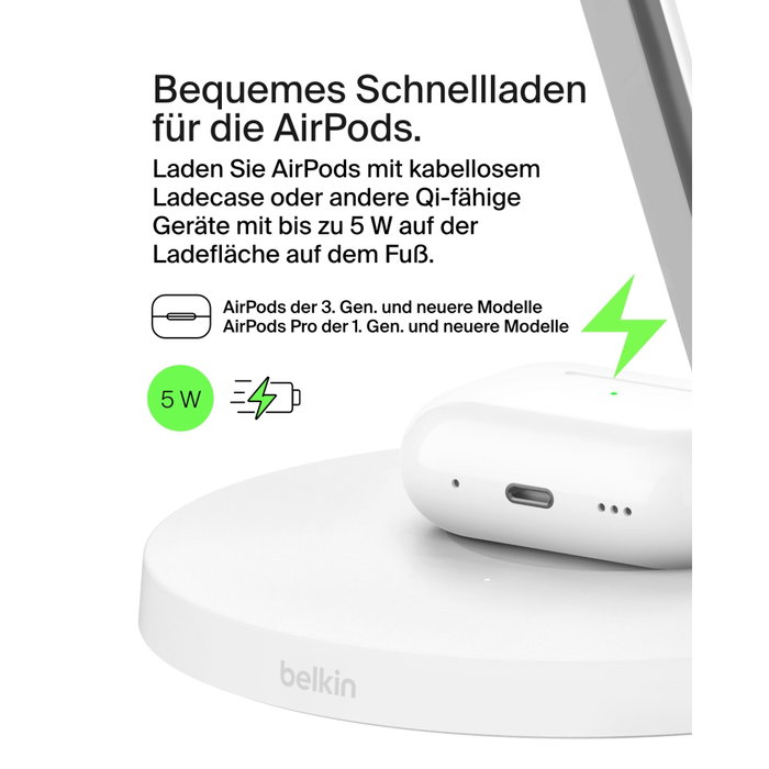 Belkin BoostCharge Pro Estación de carga inalámbrica 3 en 1 Qi2 15 W Blanco Belkin BoostCharge Pro Estación de carga inalámbrica 3 en 1 Qi2 15 W Blanco