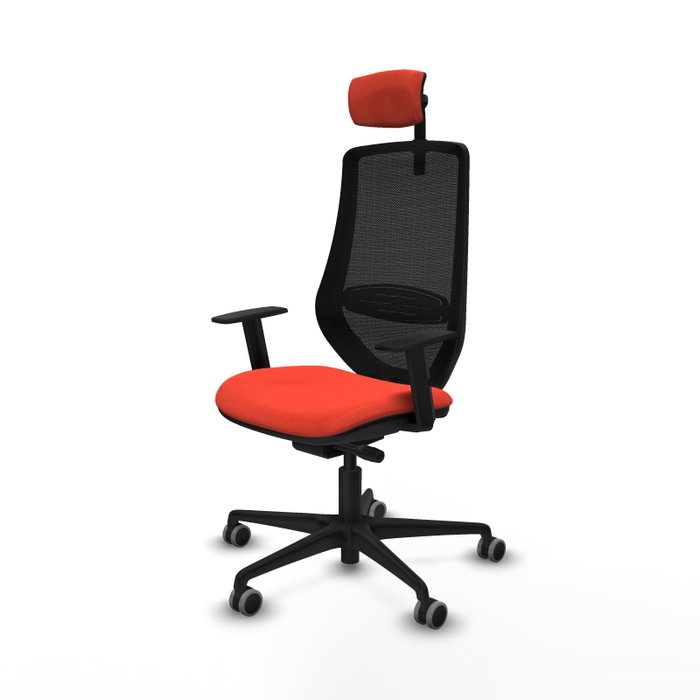 PIQUERAS Y CRESPO Silla de oficina Mardos con mecanismo Sincro/Traslack, Tela Naranja oscuro y Malla Negro