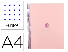 Antartik Cuaderno Espiral A4 Micro Dots Tapa Forrada 80 Hojas 90gr Rayado Puntos Rosa