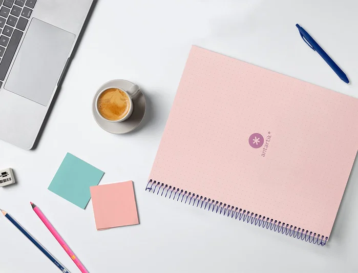 Antartik Cuaderno Espiral A4 Micro Dots Tapa Forrada 80 Hojas 90gr Rayado Puntos Rosa