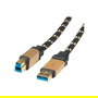 ROLINE Cable USB 3.2 Gen 1 (3.1 Gen 1) A a B, 5 Gbit/s, 1.8 m, Conectores Macho Chapados en Oro, Negro - 11.02.8902