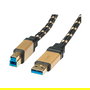 ROLINE Cable USB 3.2 Gen 1 (3.1 Gen 1) A a B, 5 Gbit/s, 1.8 m, Conectores Macho Chapados en Oro, Negro - 11.02.8902