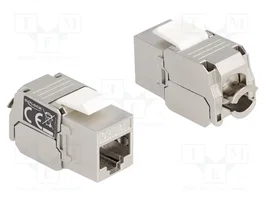 DeLOCK Módulo Keystone RJ45 hembra a LSA Cat.6A con LED, Plata/Blanco