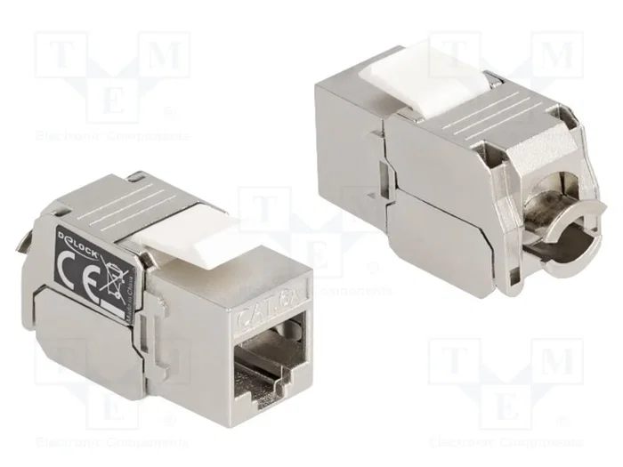 DeLOCK Módulo Keystone RJ45 hembra a LSA Cat.6A con LED, Plata/Blanco DeLOCK Módulo Keystone RJ45 hembra a LSA Cat.6A con LED, Plata/Blanco
