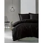 Juego de Cama 220x240 cm + 2 Fundas Almohada 60x60 cm - 100% Algodón Satén Negro - MEN8681875218435