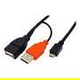 ROLINE Cable USB 2.0 Y-Kabel 19.08.1009, 1 m, 2x USB A Macho/Hembra a Micro-USB B Macho, Negro, Soporta OTG