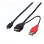 ROLINE Cable USB 2.0 Y-Kabel 19.08.1009, 1 m, 2x USB A Macho/Hembra a Micro-USB B Macho, Negro, Soporta OTG