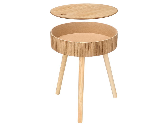 Giftdecor Mesa Auxiliar 38 cm Ondas Natural Madera (Set de 4)