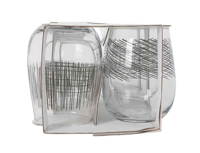 LAV Set 4 Vasos Gaia Bl.Lines 360 cc Colección Gaia Vidrio Resistente Ideal para Uso Diario (6 Cajas)