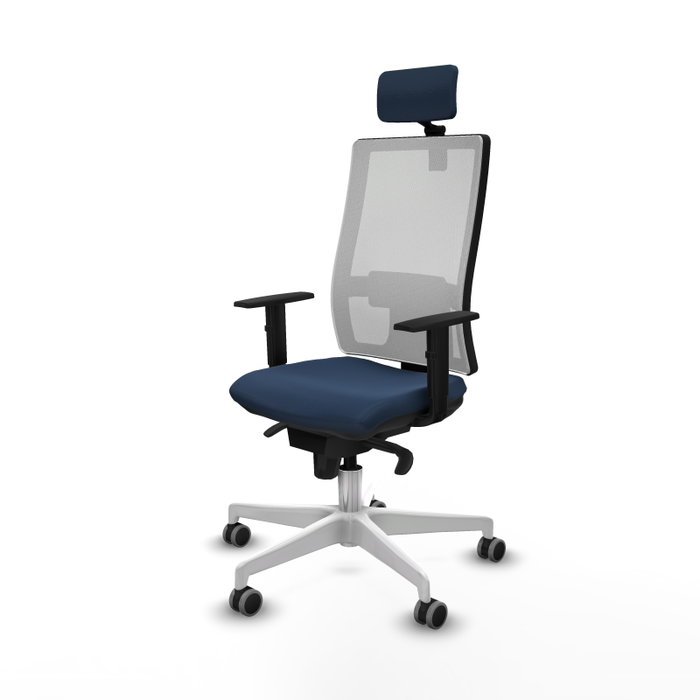 PIQUERAS Y CRESPO Silla de oficina Horna con mecanismo Sincro, Azul marino y Blanco