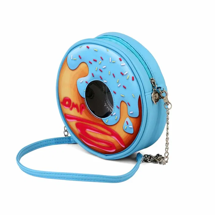 Oh My Pop Bolso Bandolera Redondo Oh My Pop Azul con Compartimento Único y Correa de Cadena 104cm